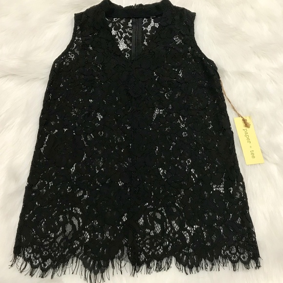 Paper + Tee Lace Sleeveless Blouse - Picture 1 of 8